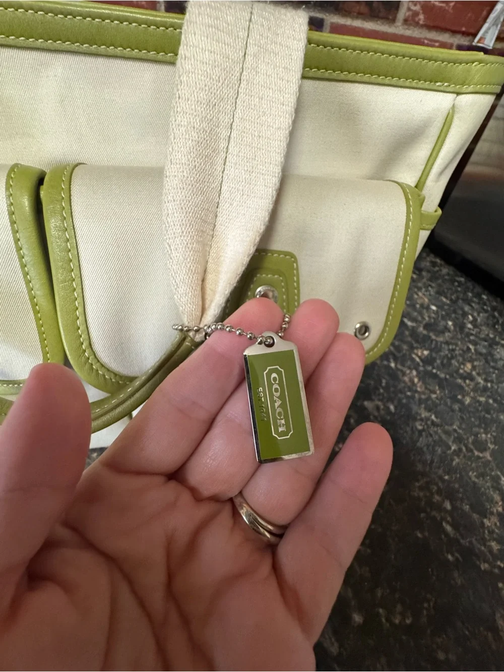 Coach Hampton Garden Tote + Matching Field Wristlet Set Lime Green Y2K